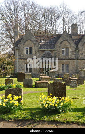 The almshouses from St. Mary`s churchyard, Witney, Oxfordshire, England, UK Stock Photo